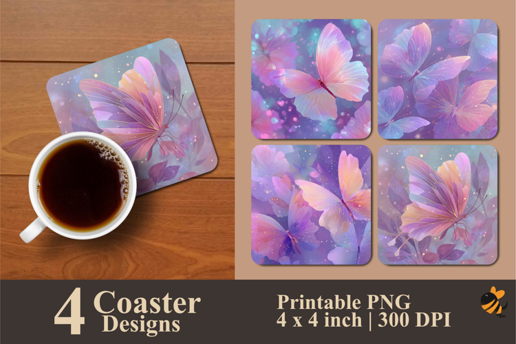 Beautiful Wings Coaster Sublimation Design