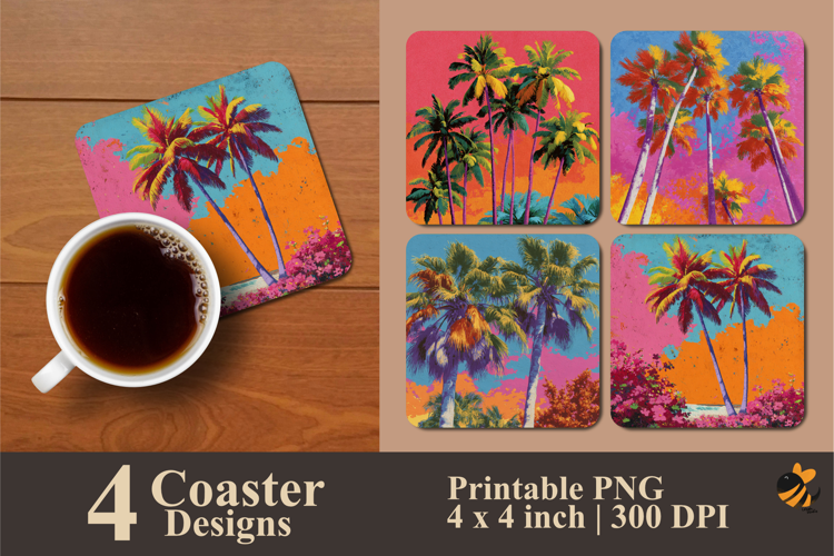 Coconut Tree Coaster Sublimation Design