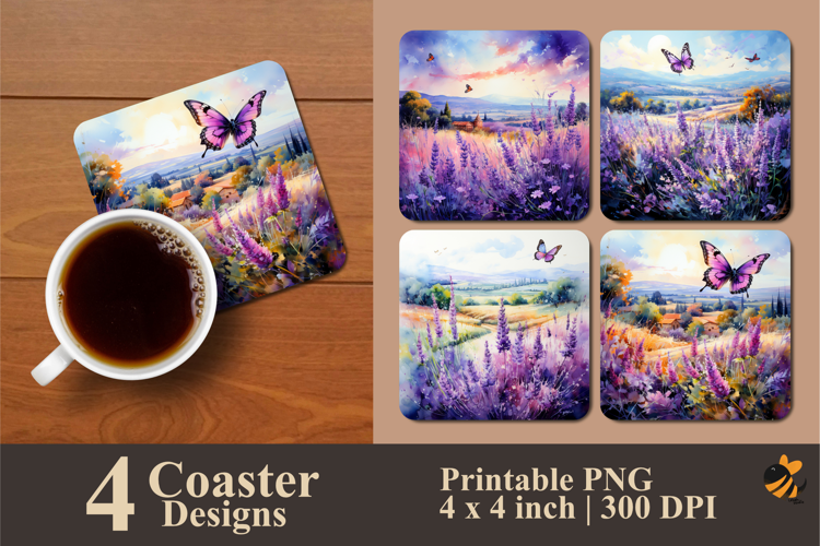 Butterfly Hill Coaster Sublimation Design