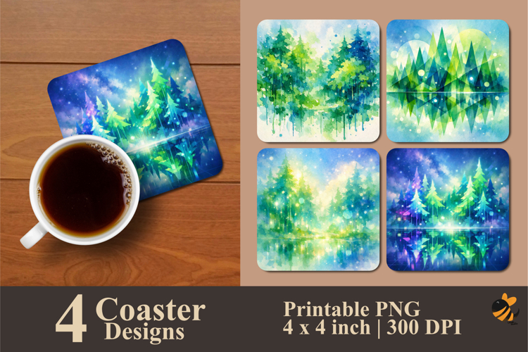 Ethereal Forest Coaster Sublimation Design