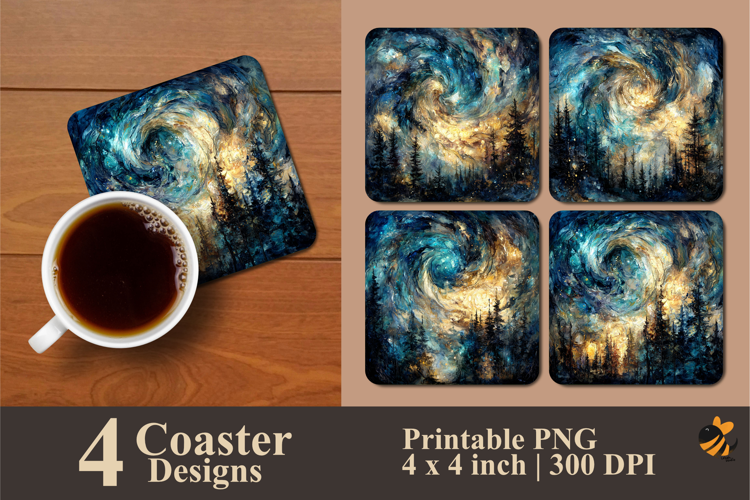 Antique Painting Coaster Sublimation Design