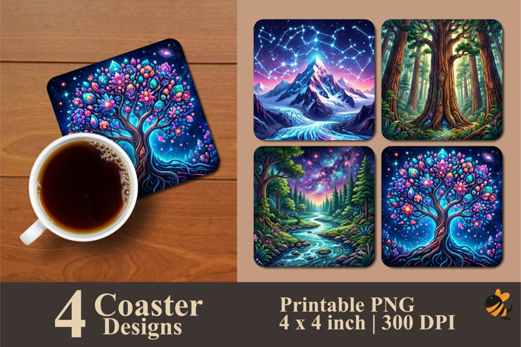 Fantasy Nature Series Coaster Sublimation Designs