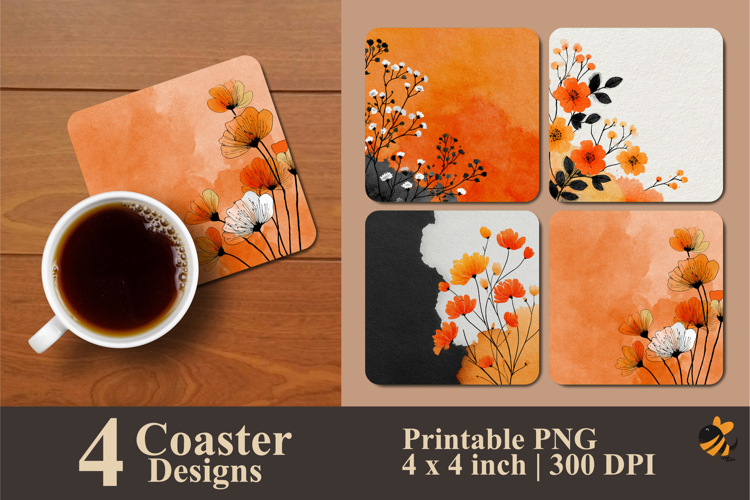 Minimalist Orange Coaster Sublimation Design
