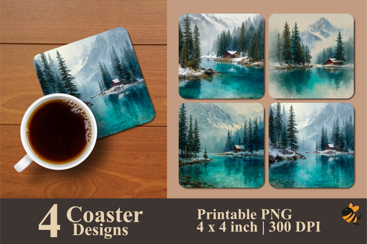 Winter Aura Glow Coaster Sublimation Design