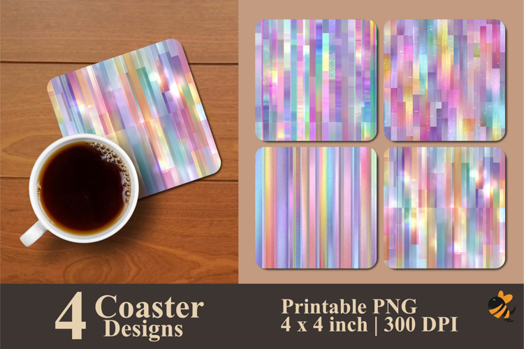 Glitter Stripes Coaster Sublimation Design