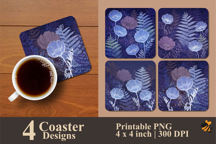 Midnight Garden Coaster Sublimation Design