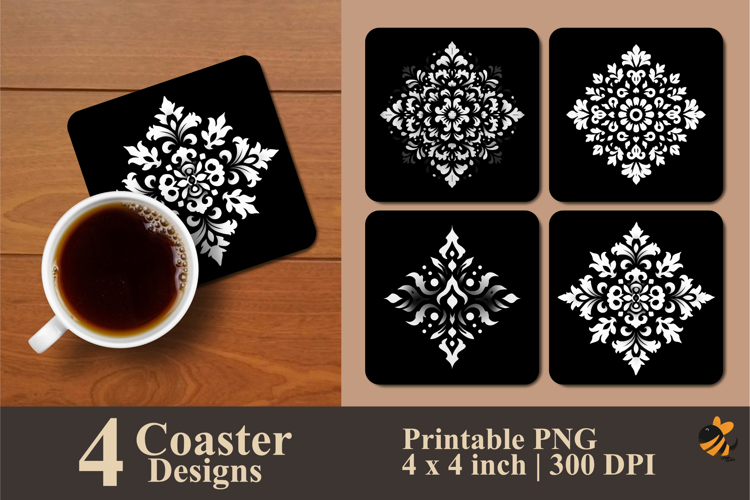 Regal Filigree Design Coaster Sublimation Design