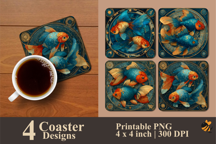 Beautiful Fish Posture Coaster Sublimation Design