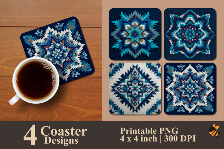 Winter Weave Symmetry Coaster Sublimation Design