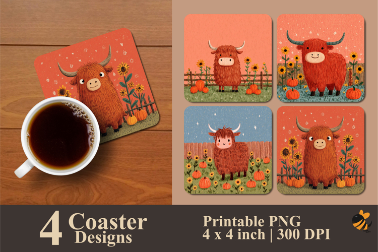 Moo Moo Happiness Coaster Sublimation Design