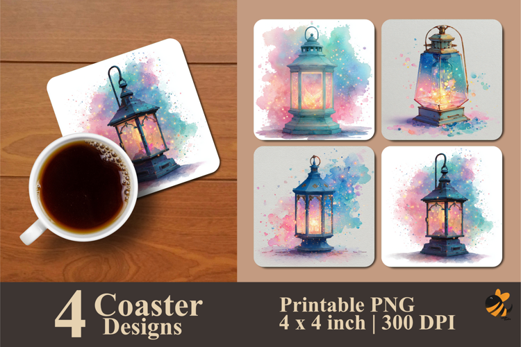 Garden Lamp Coaster Sublimation Design