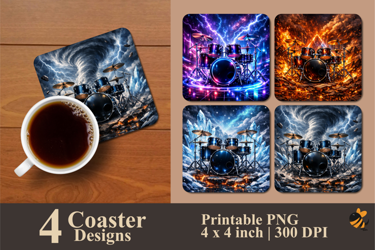 Drum Effect Coaster Sublimation Design