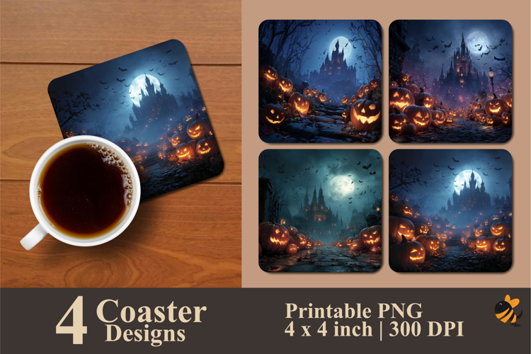 Pumpkin House Coaster Sublimation Designs