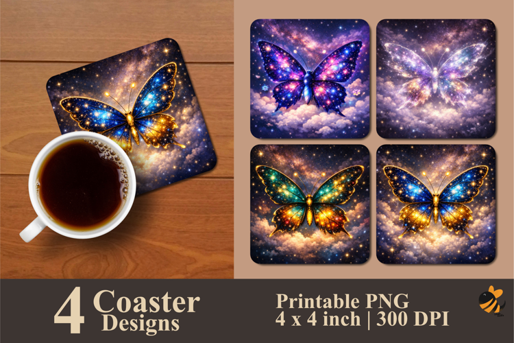 Amazing Butterflies Coaster Sublimation Design