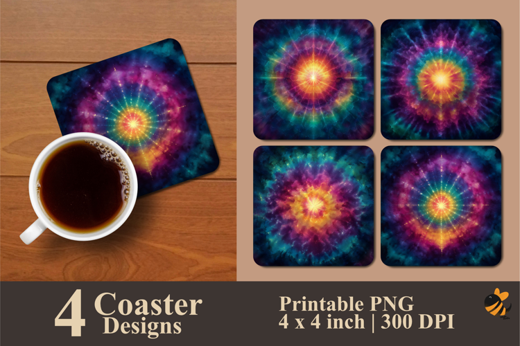 Abstract Magic Colors Coaster Sublimation Design