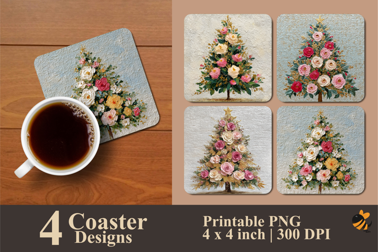 Flower Tree Arrangement Coaster Sublimation Design