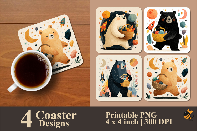 Bear of the Cosmic Trail Coaster Sublimation Design