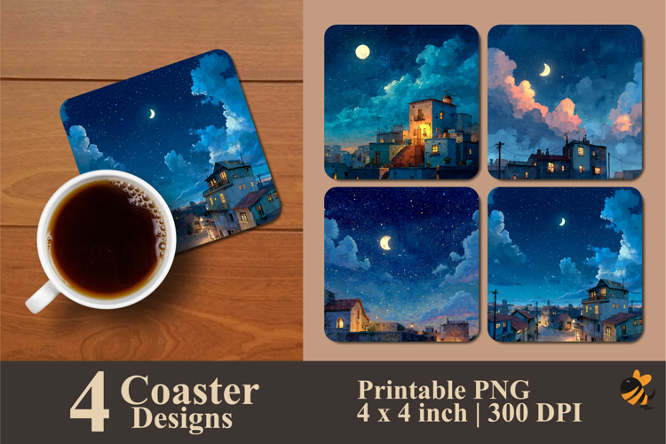 Peace of Night Coaster Sublimation Design
