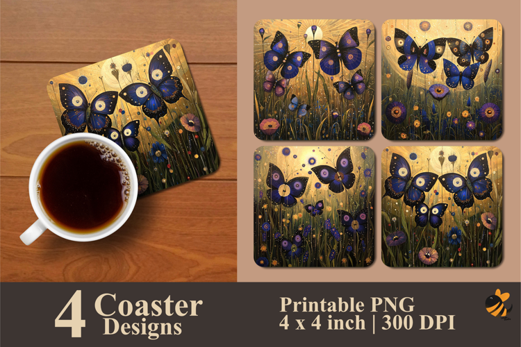 Lots Of Butterflies Coaster Sublimation Design