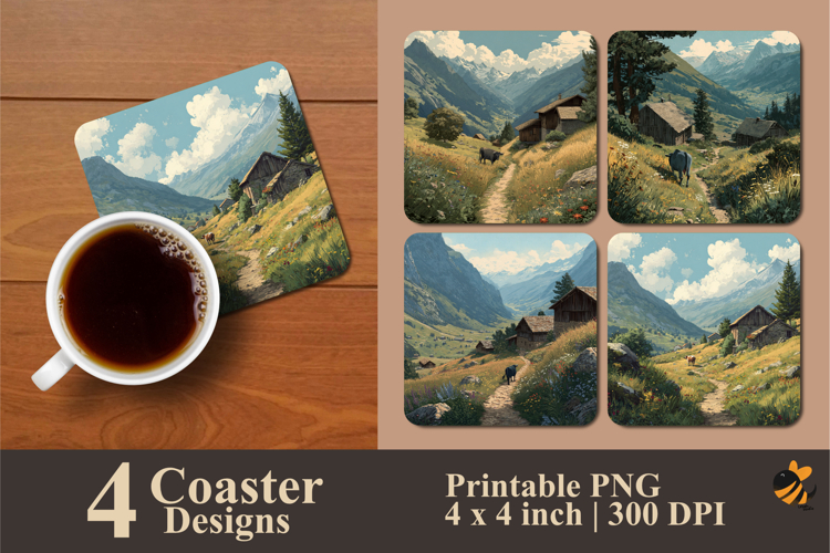 Mountain Passage Coaster Sublimation Design