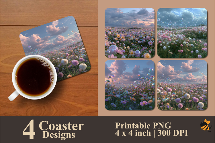 Bubble Flower Coaster Sublimation Design