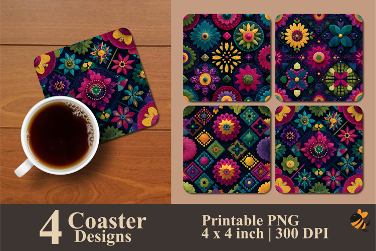 Antique Pattern Coaster Sublimation Designs
