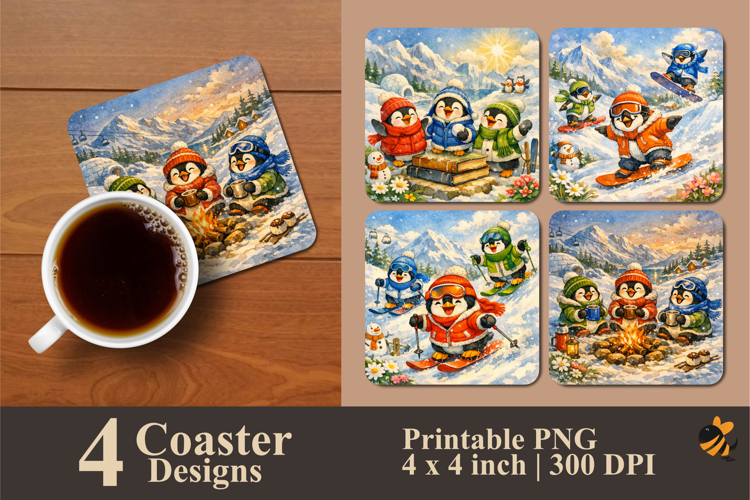 Winter Cheer Coaster Sublimation Design