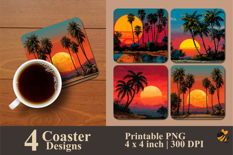 Beautiful Sunset Coaster Sublimation Design
