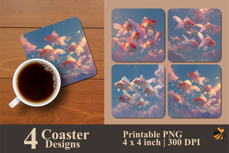 Fish Group Coaster Sublimation Design