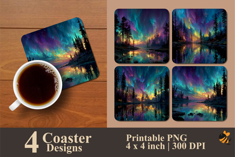 Symphony Aurora Coaster Sublimation Design example image 1