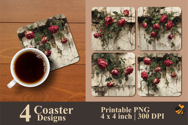 Rose Creepers Coaster Sublimation Design