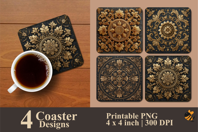 Golden Throne Accent Coaster Sublimation Design