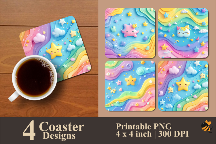 Starry Coaster Sublimation Design