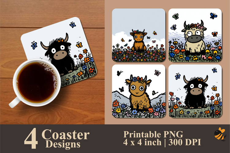 Happy Fluffy Darling Coaster Sublimation Design