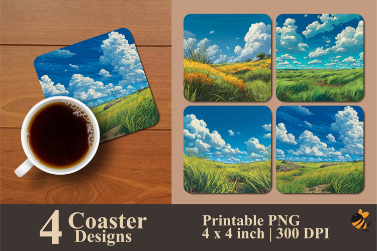 Vibrant Grass Coaster Sublimation Design