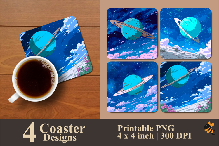 Planets in Space Coaster Sublimation Design