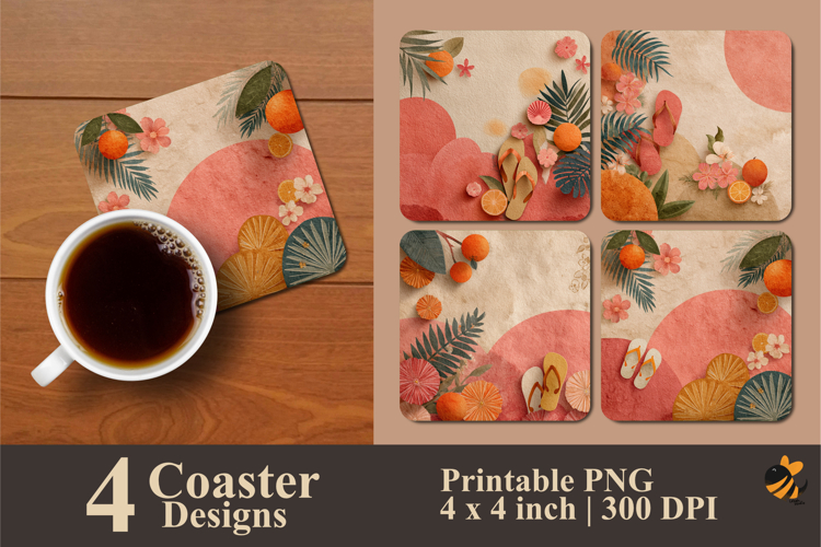 Summer Day Coaster Sublimation Design example image 1
