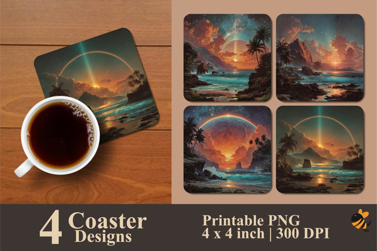 Retro Eclipse Coaster Sublimation Design