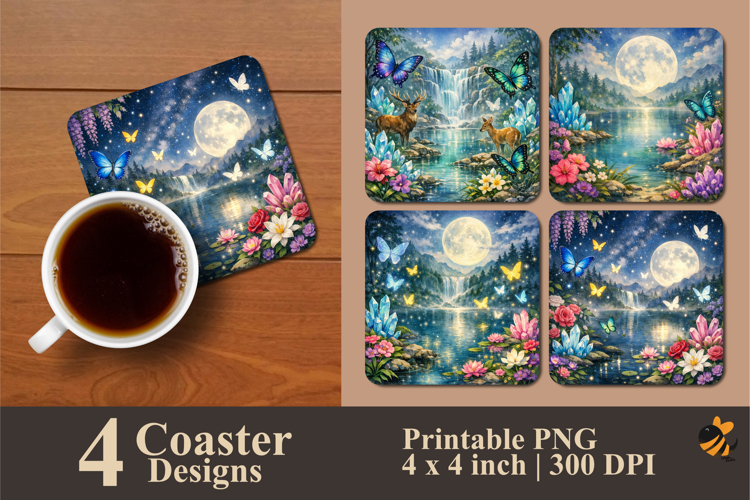 Beautiful Night Coaster Sublimation Design