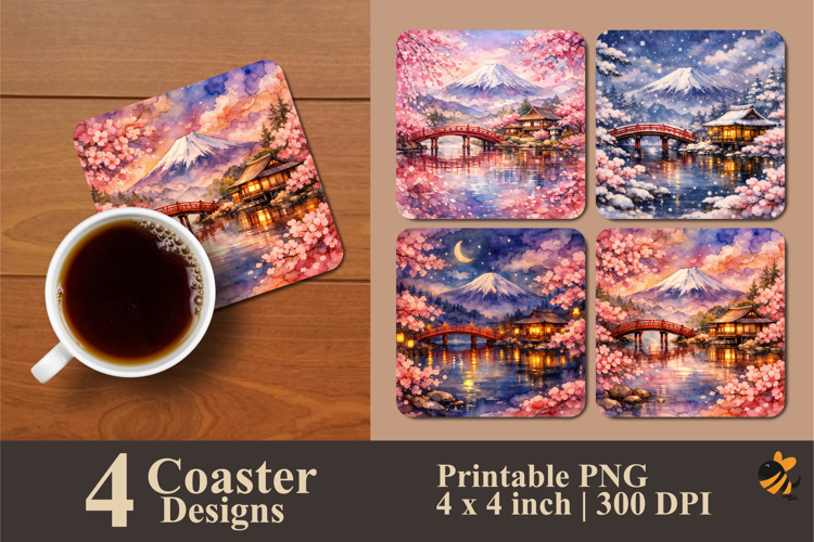 Japanese Nature Coaster Sublimation Design