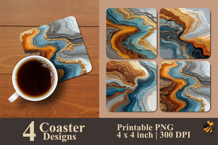 Fluid Texture Coaster Sublimation Design example image 1