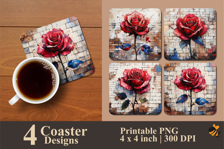 Rose Symbol Coaster Sublimation Design example image 1