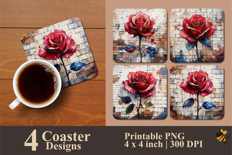 Rose Symbol Coaster Sublimation Design
