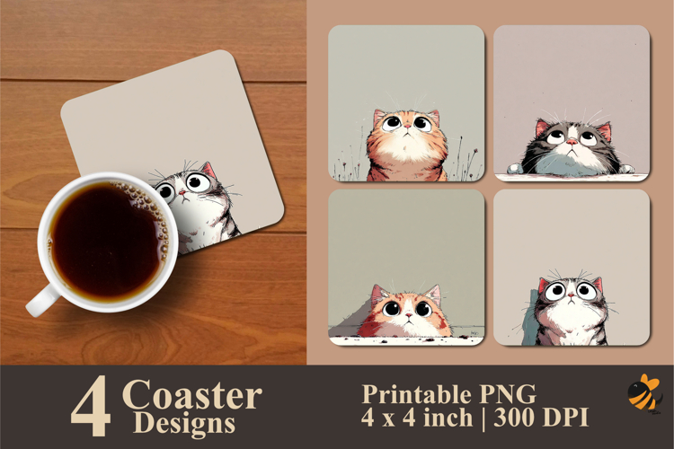 Cat Strategy Coaster Sublimation Design