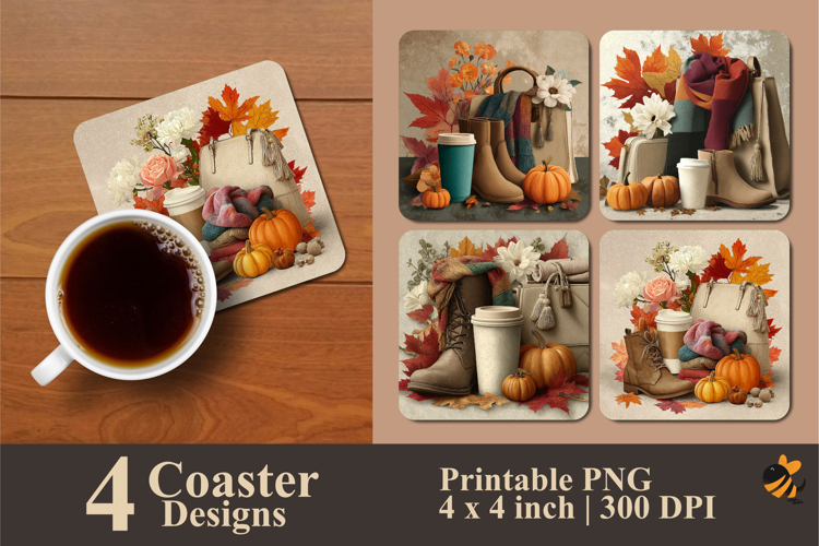 Cozy Autumn Coaster Sublimation Design
