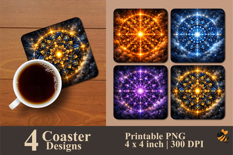 Celestial Mandala Coaster Sublimation Design