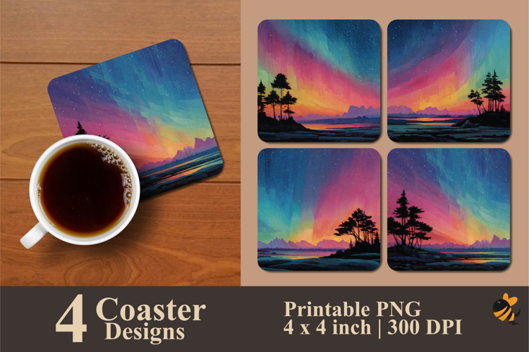 The Flaming Sky Coaster Sublimation Design