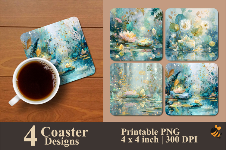 Tranquil Forest Lake Coaster Sublimation Design