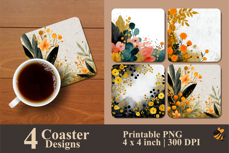 Floral Background Coaster Sublimation Design