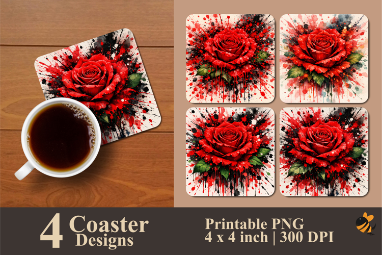 Rose in Motion Coaster Sublimation Design